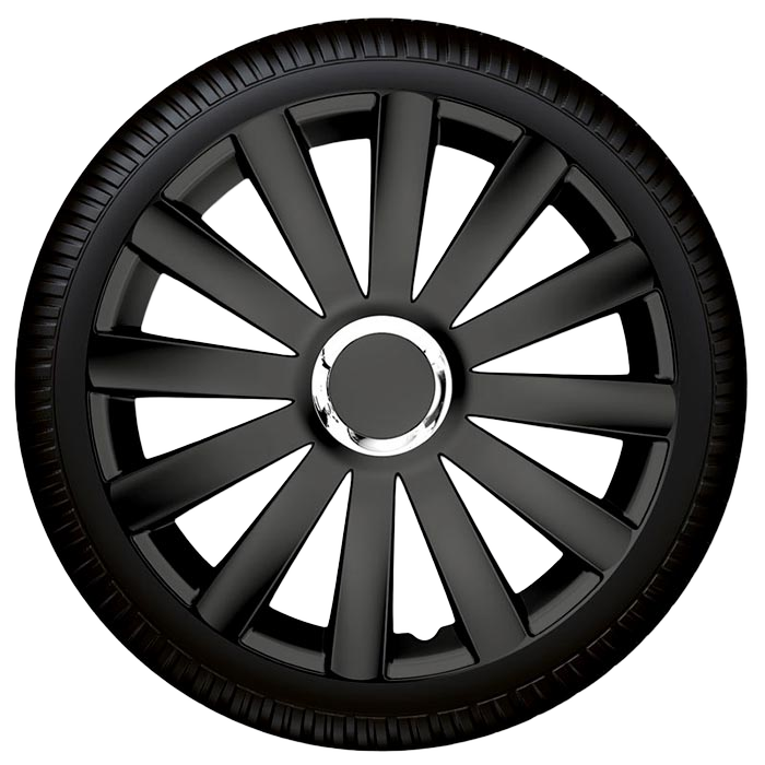 14" Spyder Pro sort hjulkapselsæt