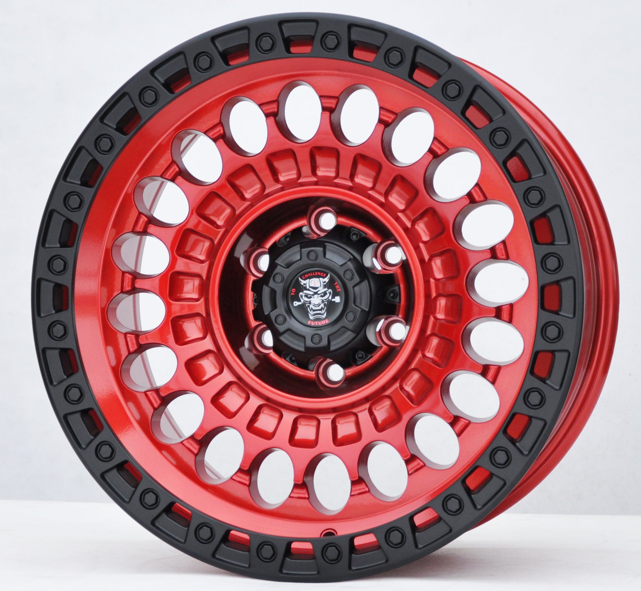Toro Corsa JT220 Alufælge 18" 6x139.7 ET0 – Poleret/czerwony rant (sæt á 4)