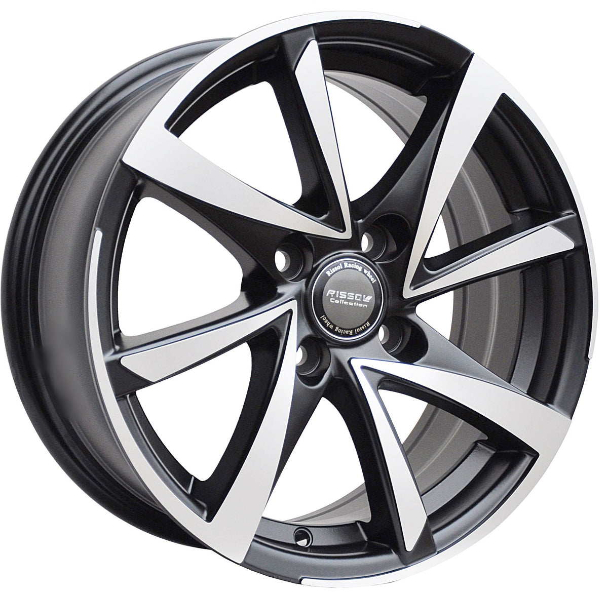 PDW 575 Alufælge 15" 6,5J 4x100 ET40 – Poleret/sort (sæt á 4)