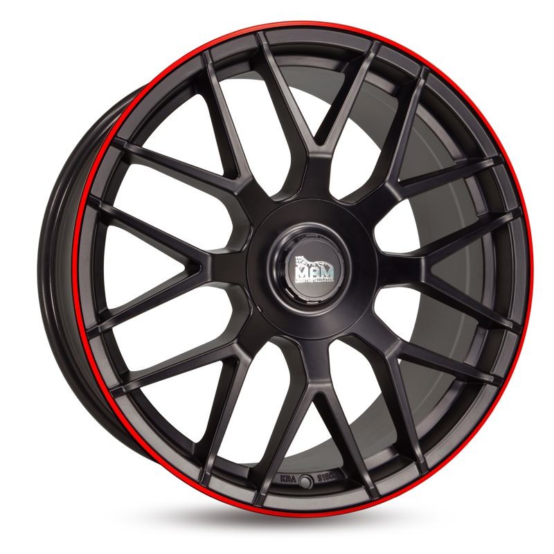 MAM GT1 Alufælge 18" 5x100 ET45 – Poleret/czerwony rant (sæt á 4)
