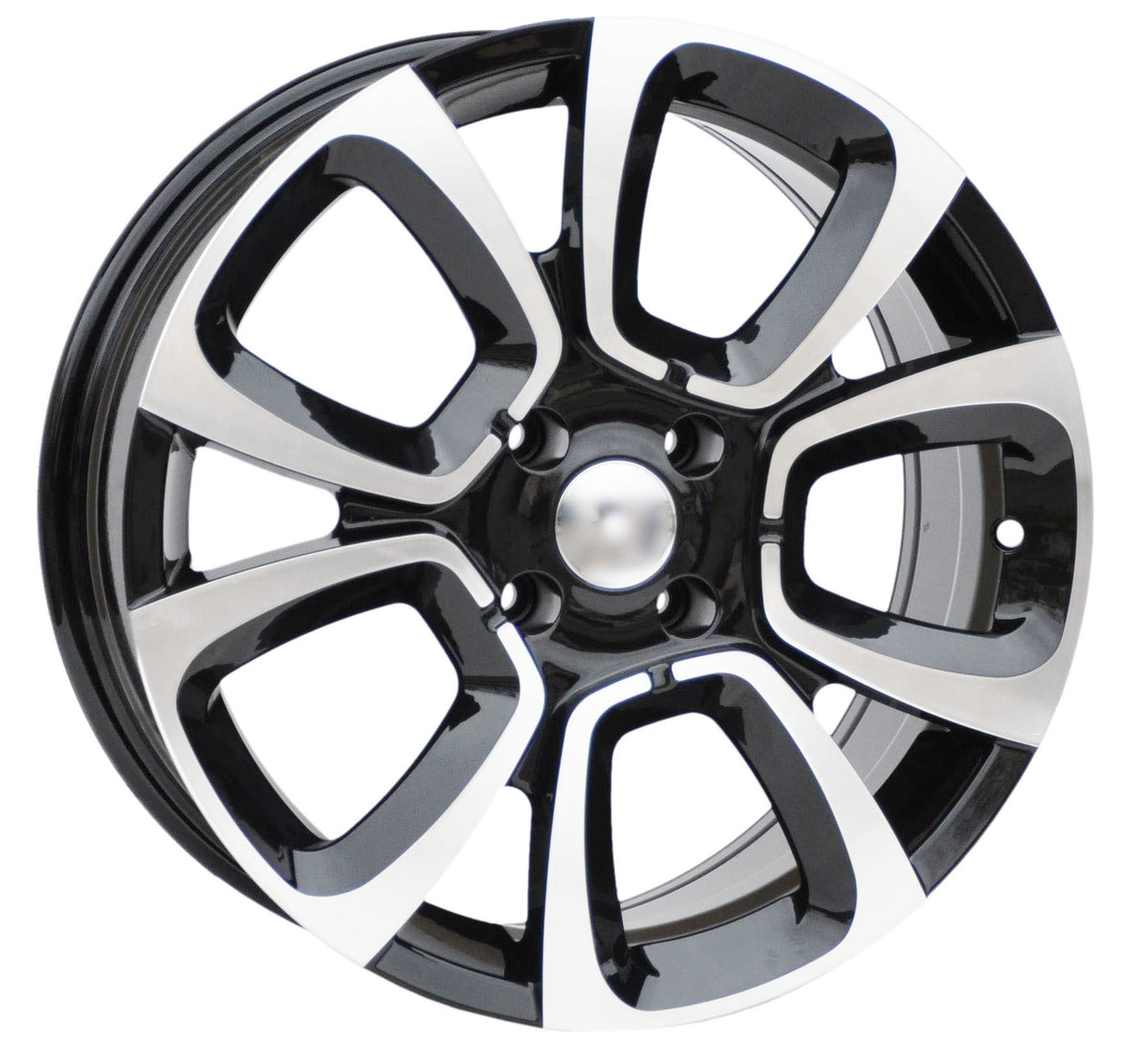 PDW 5850 Alufælge 17" 7J 4x108 ET25 – Poleret/sort (sæt á 4)