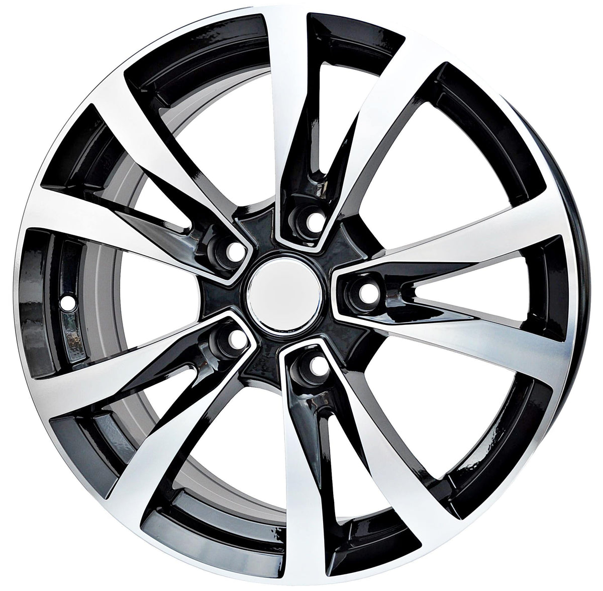 PDW 533 Alufælge 16" 6,5J 5x108 ET42 – Poleret/sort (sæt á 4)
