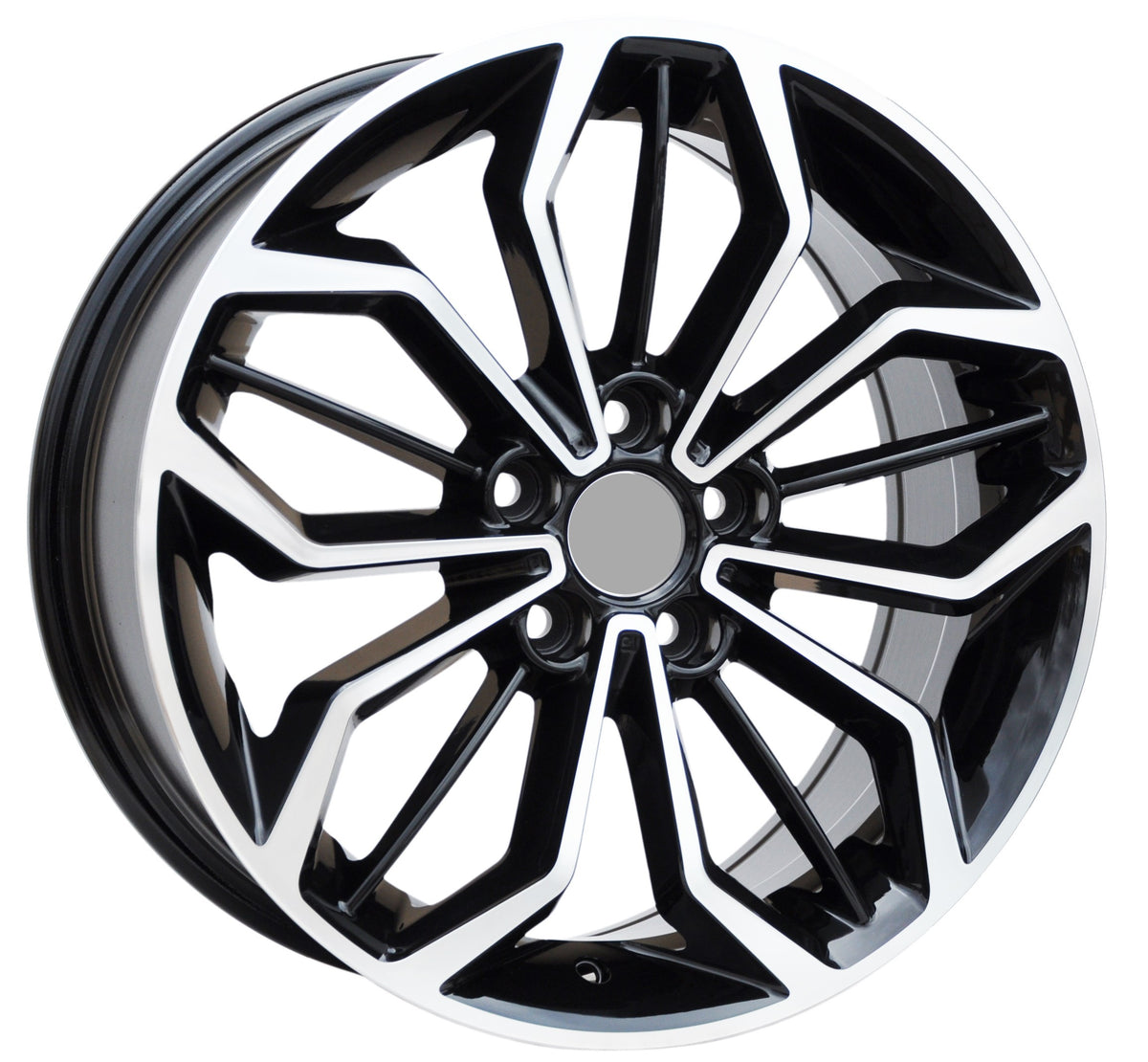 PDW 5433 Alufælge 16" 6,5J 5x108 ET50 – Poleret/sort pulverlakeret (sæt á 4)