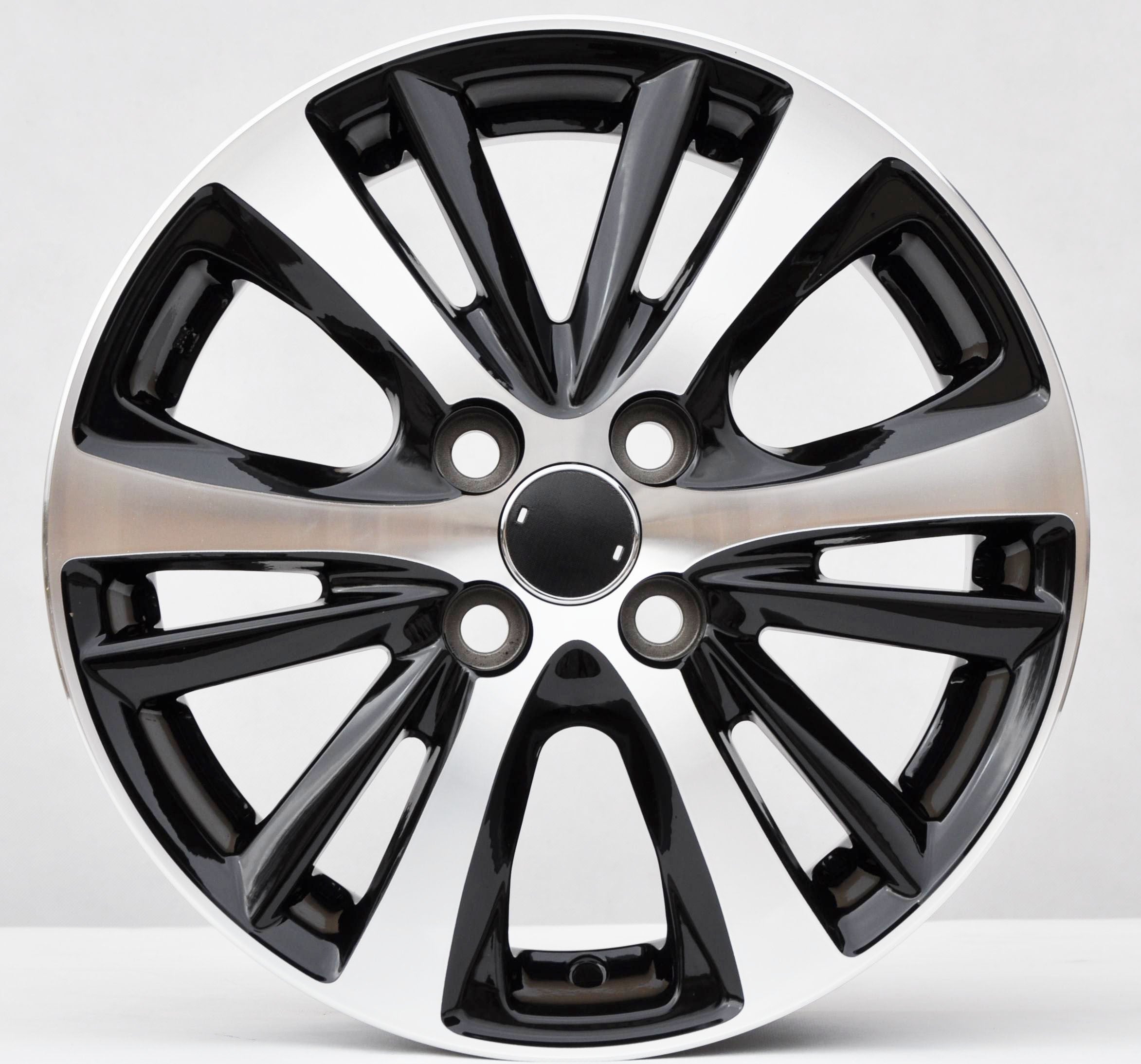 PDW I6072 Alufælge 15" 4x100 ET44 – Poleret/sort (sæt á 4)