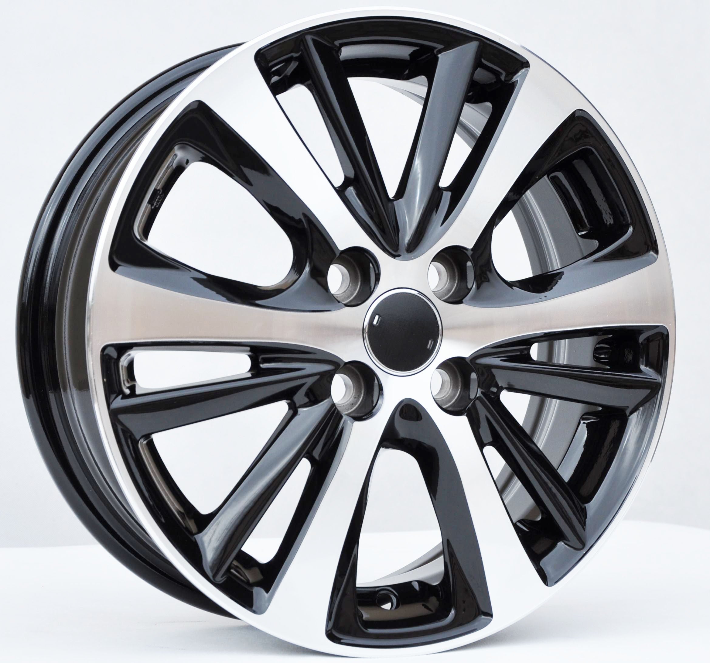 PDW I6072 Alufælge 15" 4x100 ET44 – Poleret/sort (sæt á 4)