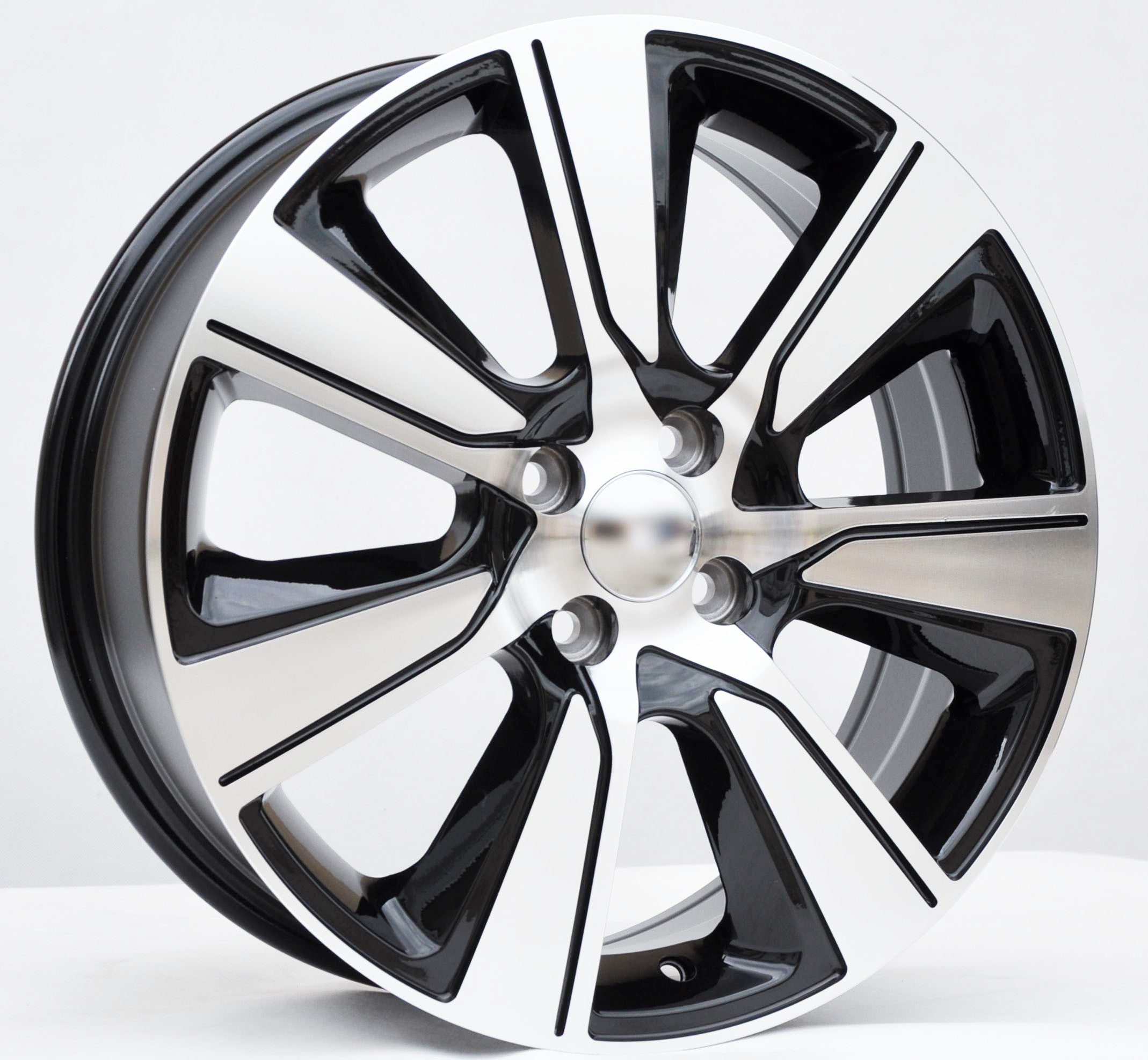 PDW 1671 Alufælge 17" 4x100 ET45 – Poleret/sort (sæt á 4)