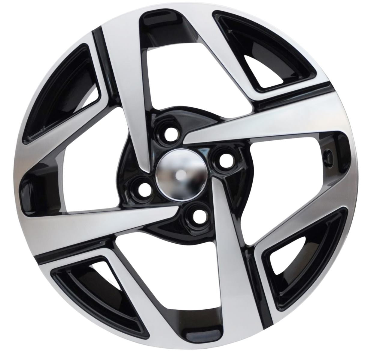 PDW 1245 Alufælge 14" 4x100 ET41 – Poleret/sort (sæt á 4)