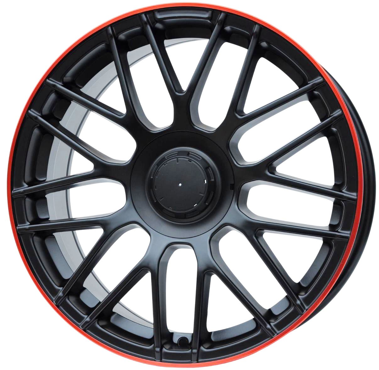 PDW 1268/912 Alufælge 18" 5x112 ET45 – Poleret/czerwony rant (sæt á 4)