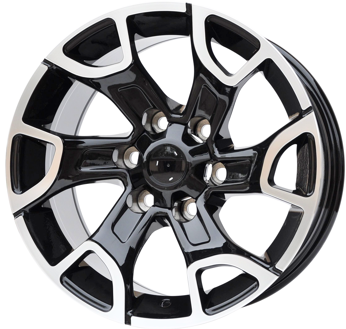 PDW 6126 Alufælge 17" 6x139.7 ET0 – Poleret/sort (sæt á 4)