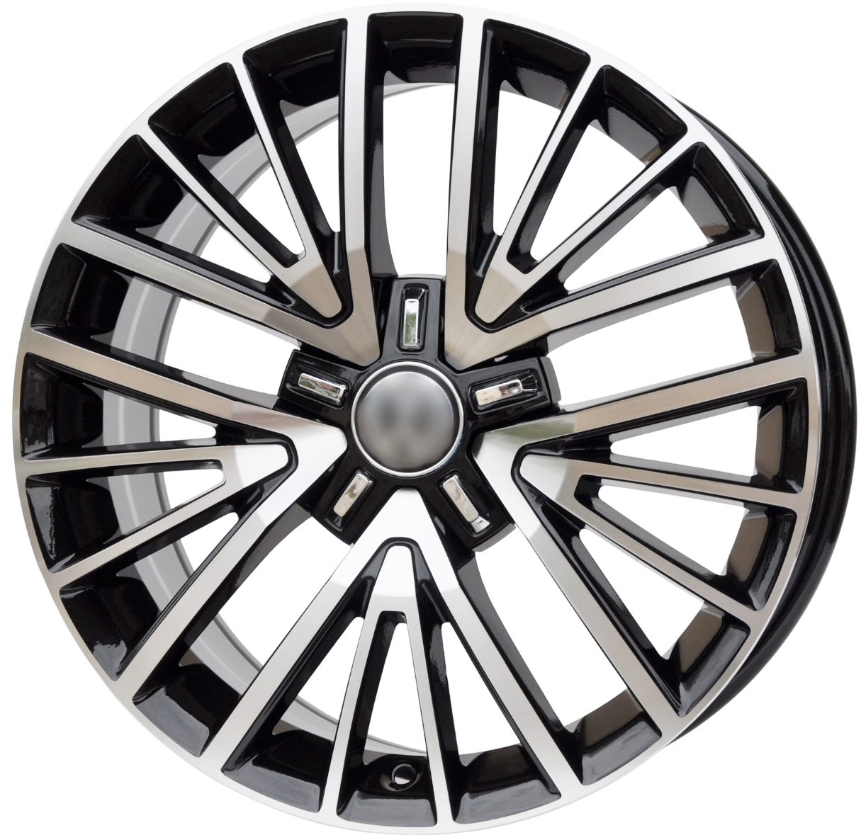 PDW 7035 Alufælge 17" 5x112 ET50 – Poleret/sort (sæt á 4)