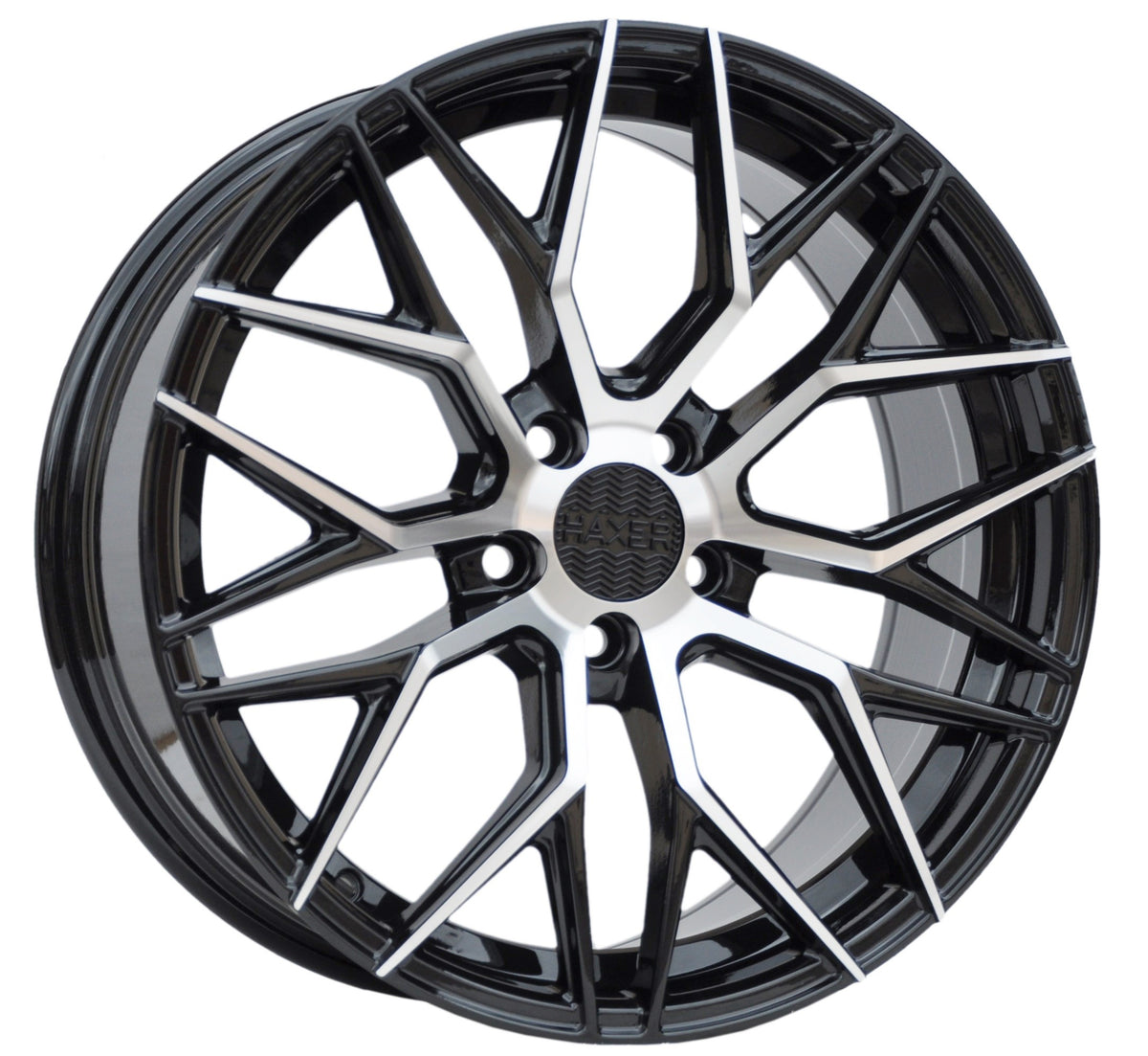 Haxer HX035 Alufælge 17" 7,5J 5x108 ET40 – Poleret/sort (sæt á 4)