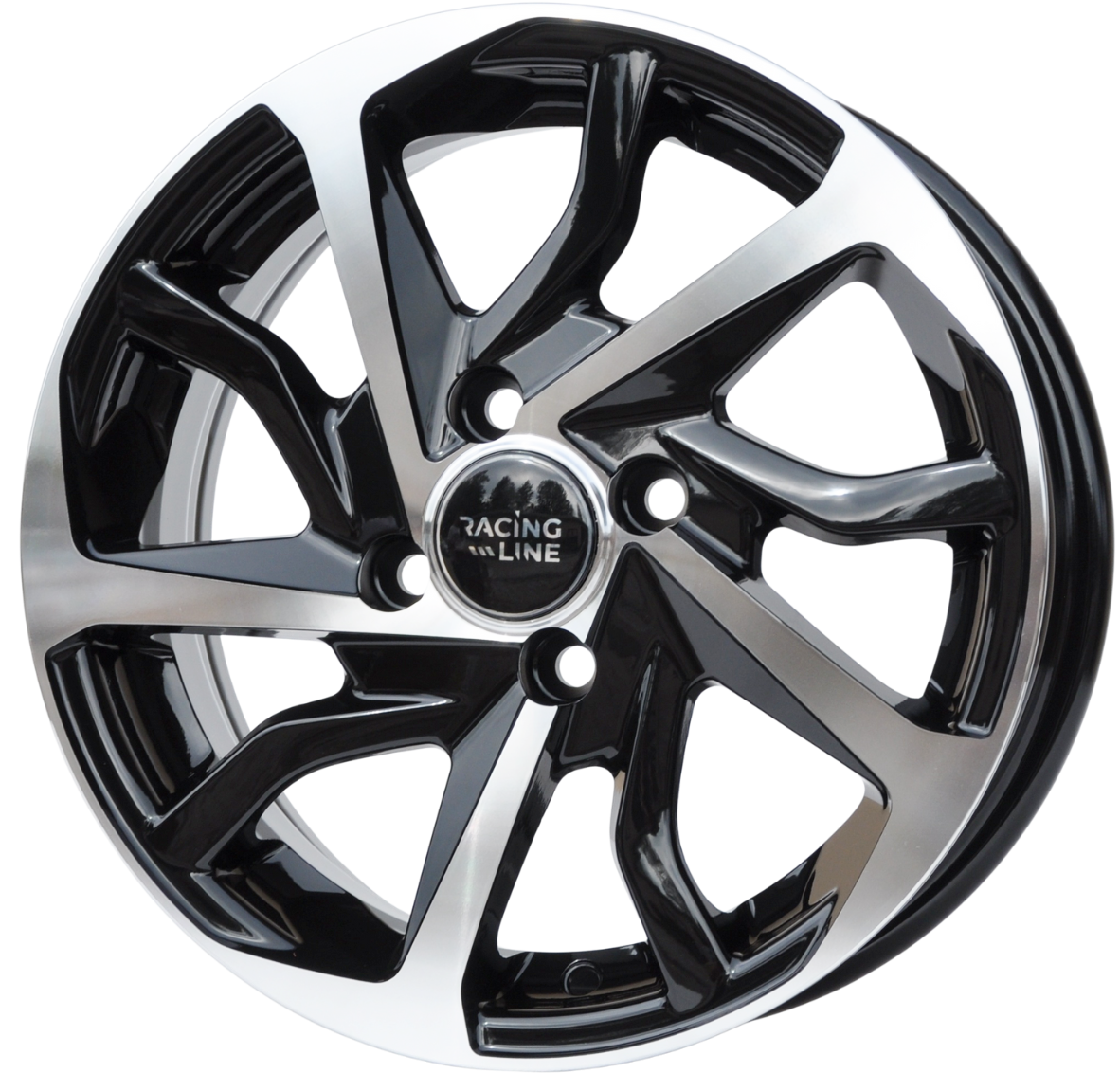 PDW 2477 Alufælge 14" 4x100 ET43 – Poleret/sort (sæt á 4)