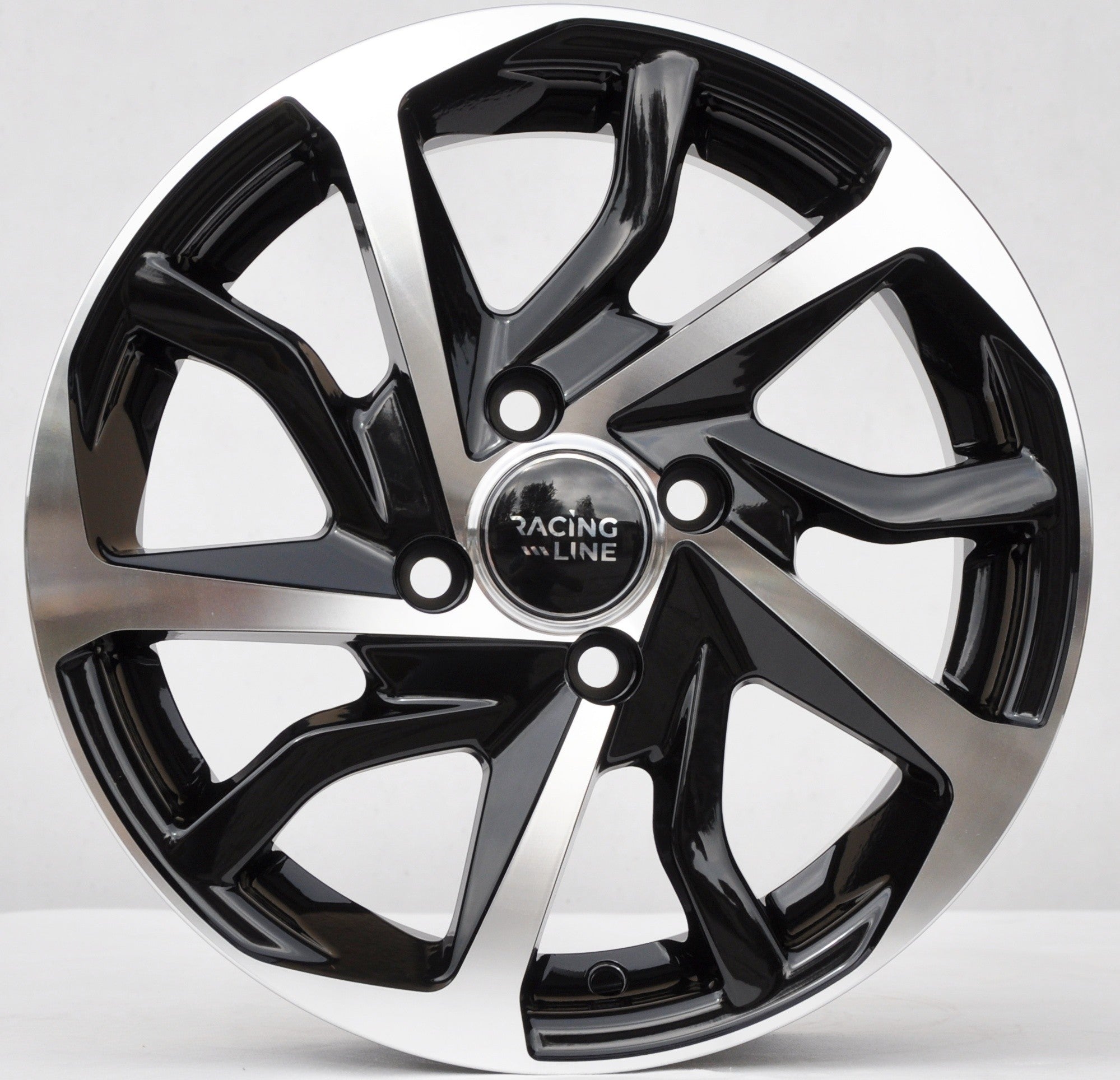 PDW 2477 Alufælge 14" 4x100 ET43 – Poleret/sort (sæt á 4)