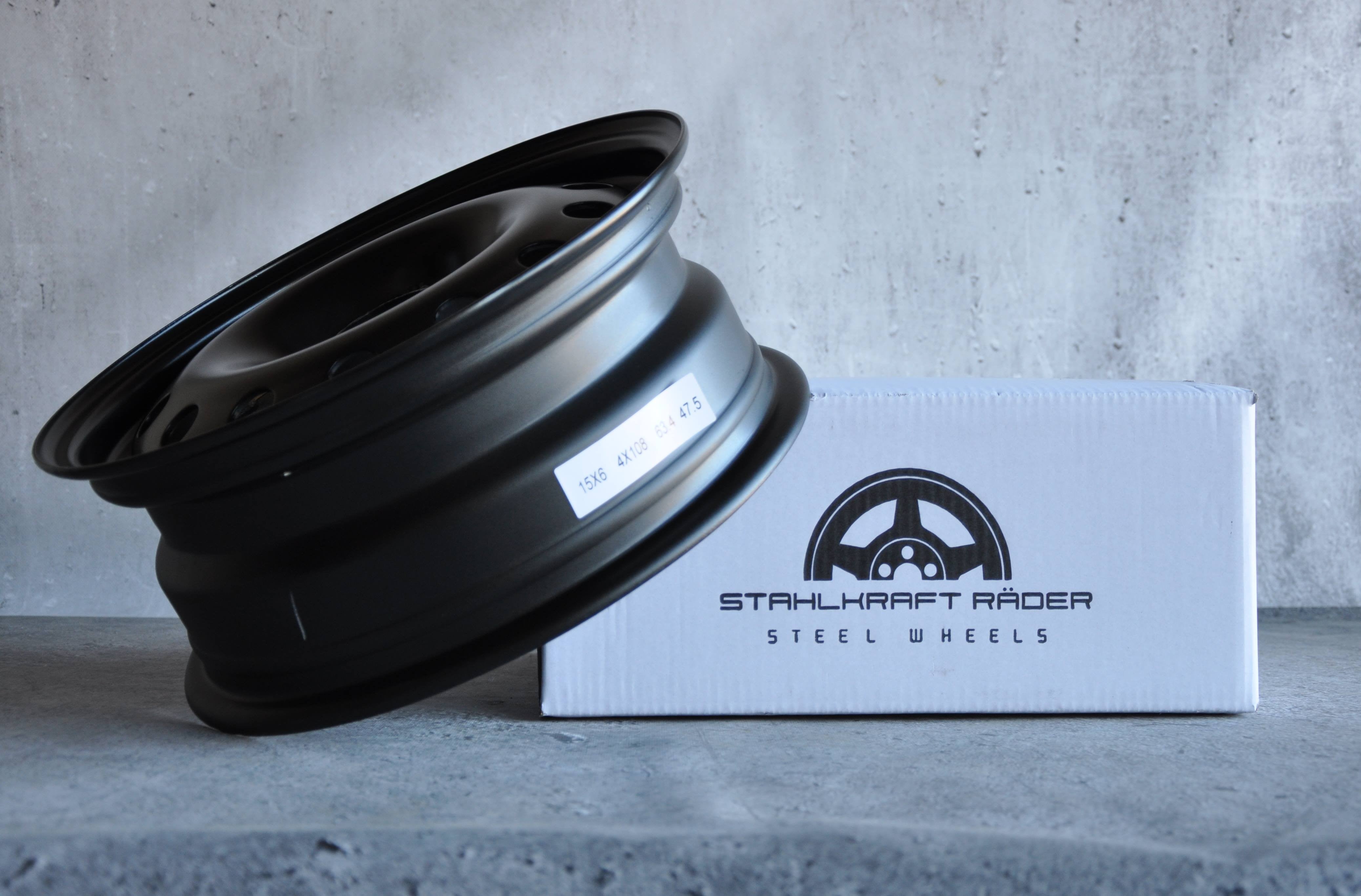 Stahlkraft Rader A15SZT Stålfælge 15" 4x108 ET47.5 – Sort (stk)