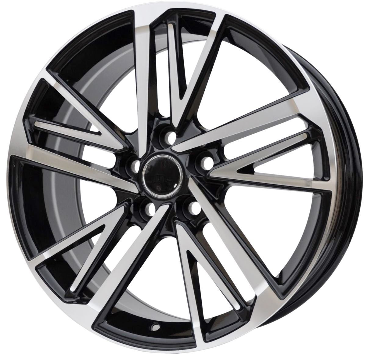 PDW FBX255 Alufælge 17" 5x100 ET50 – Poleret/sort (sæt á 4)