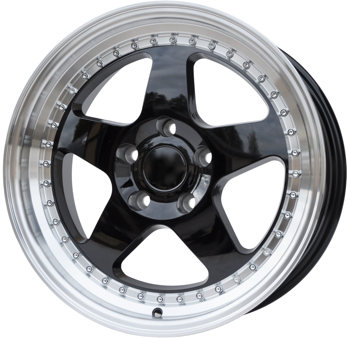 PDW HE750 Alufælge 17" 5x120 ET34 – Sort/polerowany rant (sæt á 4)