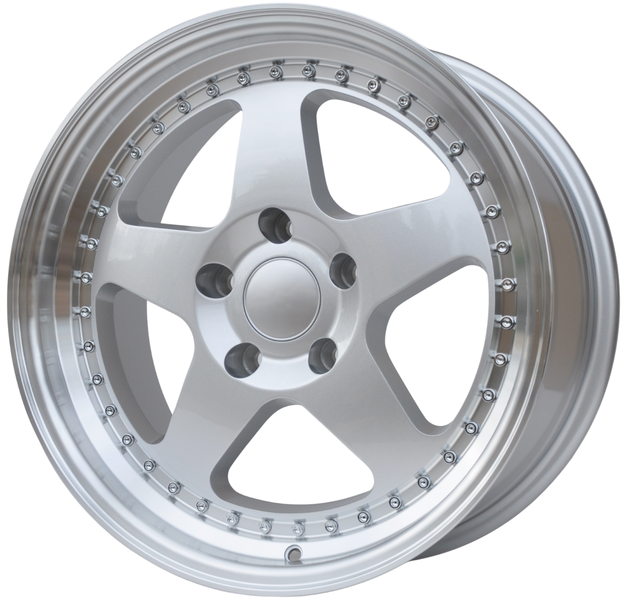 PDW HE750 Alufælge 17" 5x120 ET34 – Sølv/polerowany rant (sæt á 4)
