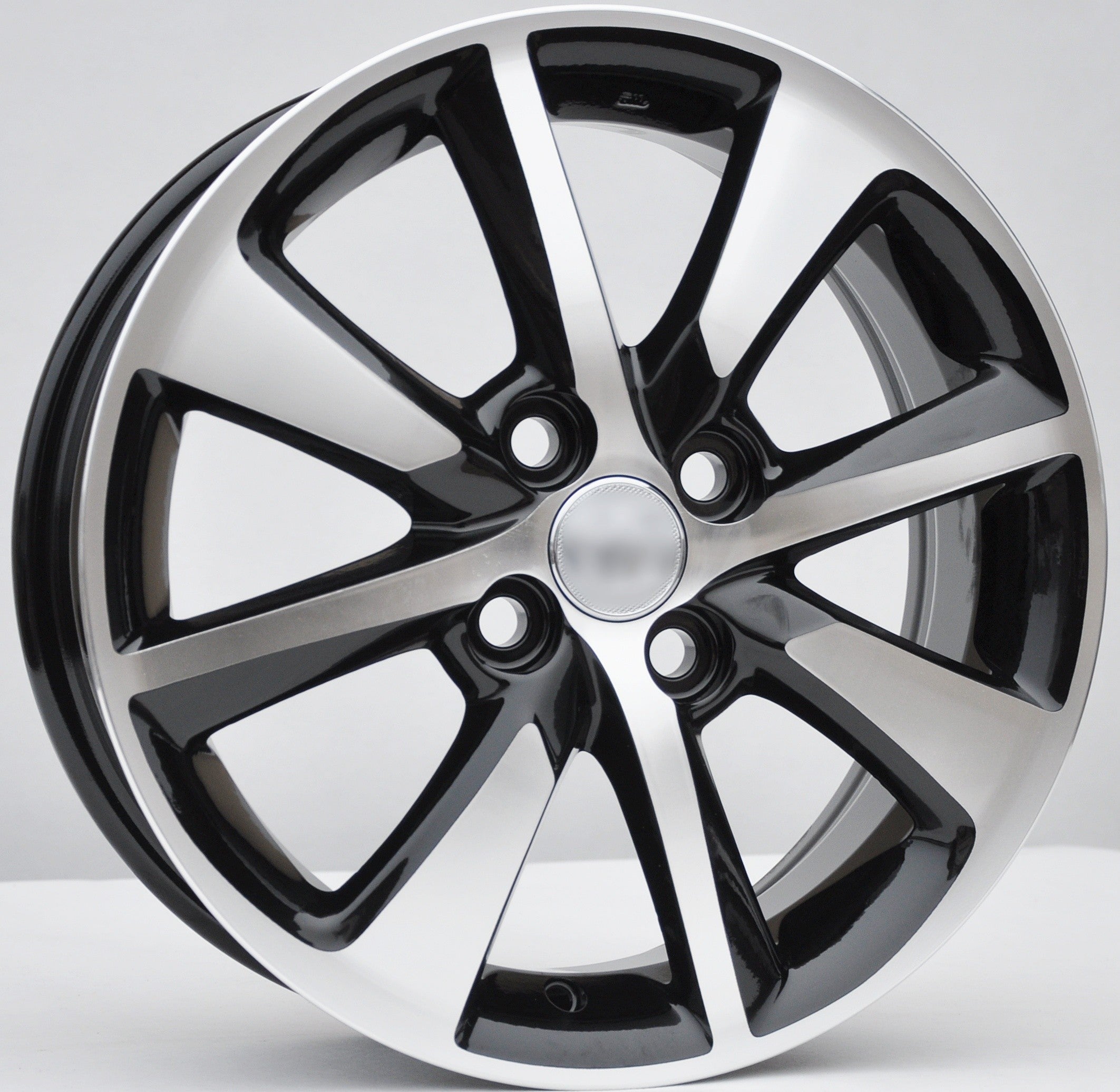 PDW 55504 Alufælge 15" 4x100 ET45 – Poleret/sort (sæt á 4)