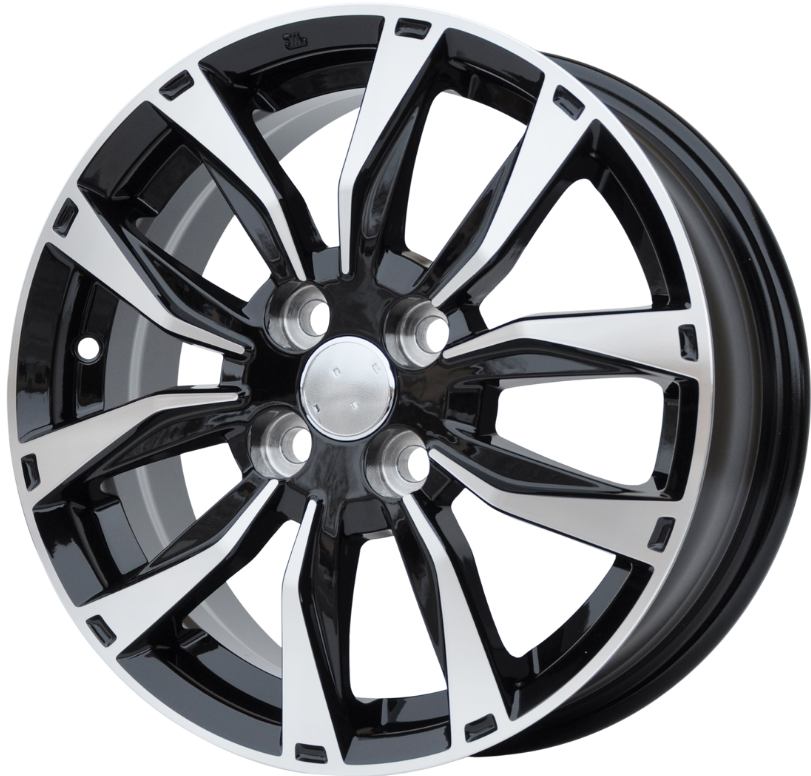 PDW 301 Alufælge 15" 4x100 ET45 – Poleret/sort (sæt á 4)