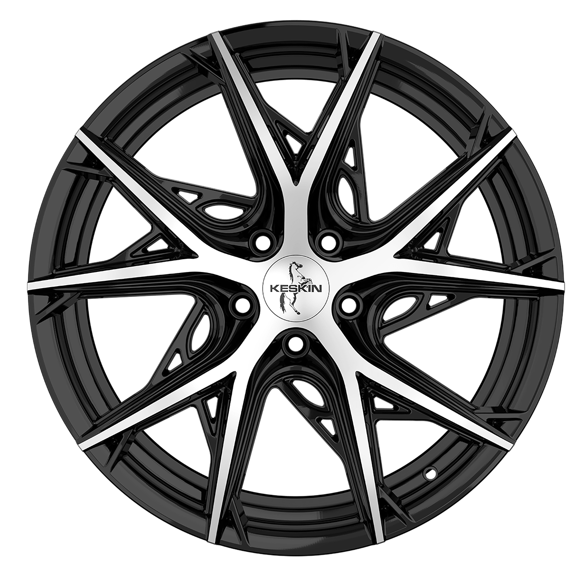 Keskin KT24 Alufælge 19" 5x114.3 ET45 – Poleret/sort (sæt á 4)