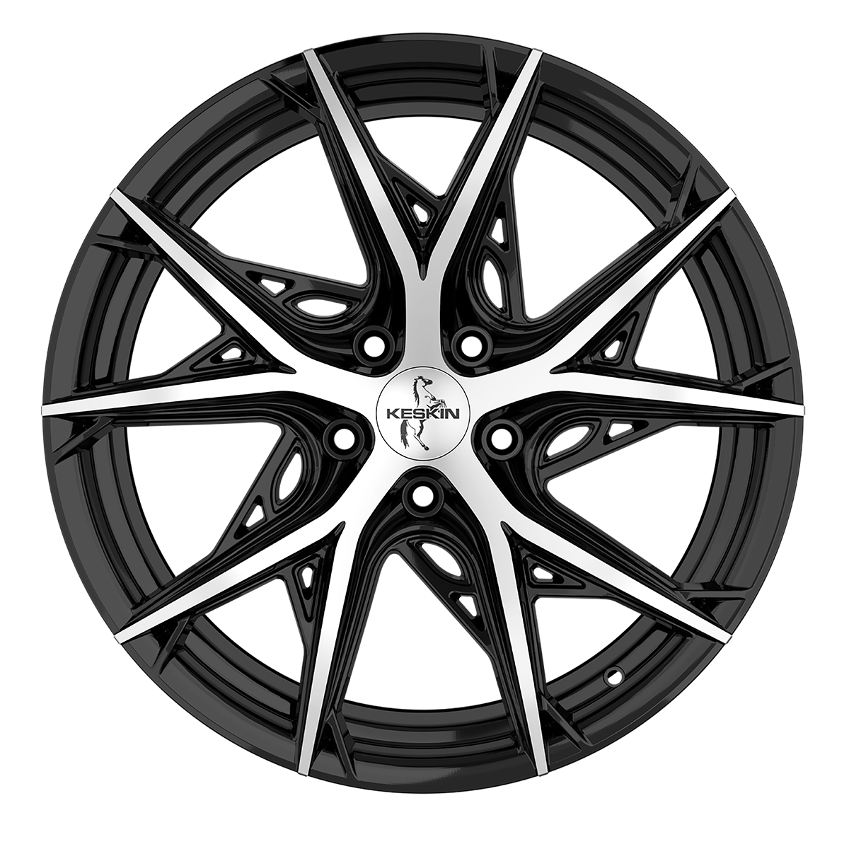 Keskin KT24C Alufælge 19" 5x114.3 ET35 – Poleret/sort (sæt á 4)