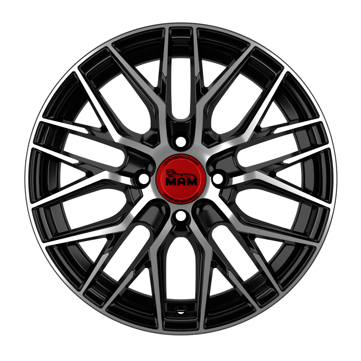 MAM RS4 Alufælge 16" 4x108 ET35 – Poleret/sort (sæt á 4)