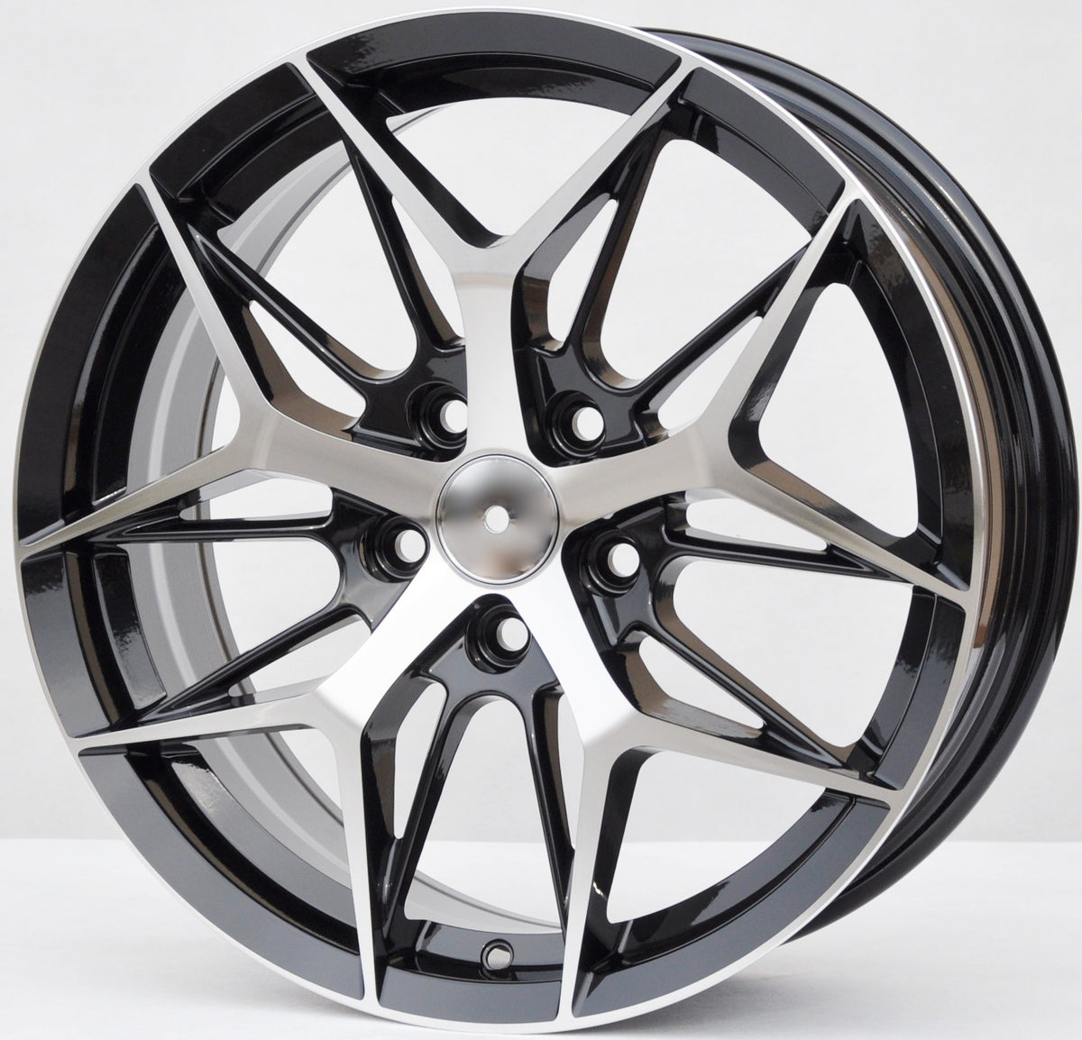 PDW FBX114 Alufælge 17" 7J 5x114.3 ET40 – Poleret/sort (sæt á 4)