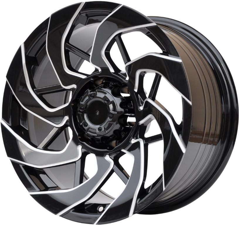 PDW FBX350 Alufælge 17" 6x139.7 ET0 – Poleret/sort (sæt á 4)