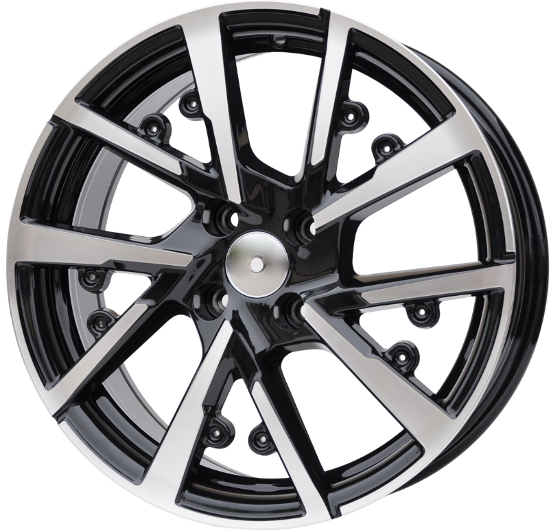 PDW 5906NullSpokes Alufælge 17" 7J 4x108 ET32 – Poleret/sort (sæt á 4)