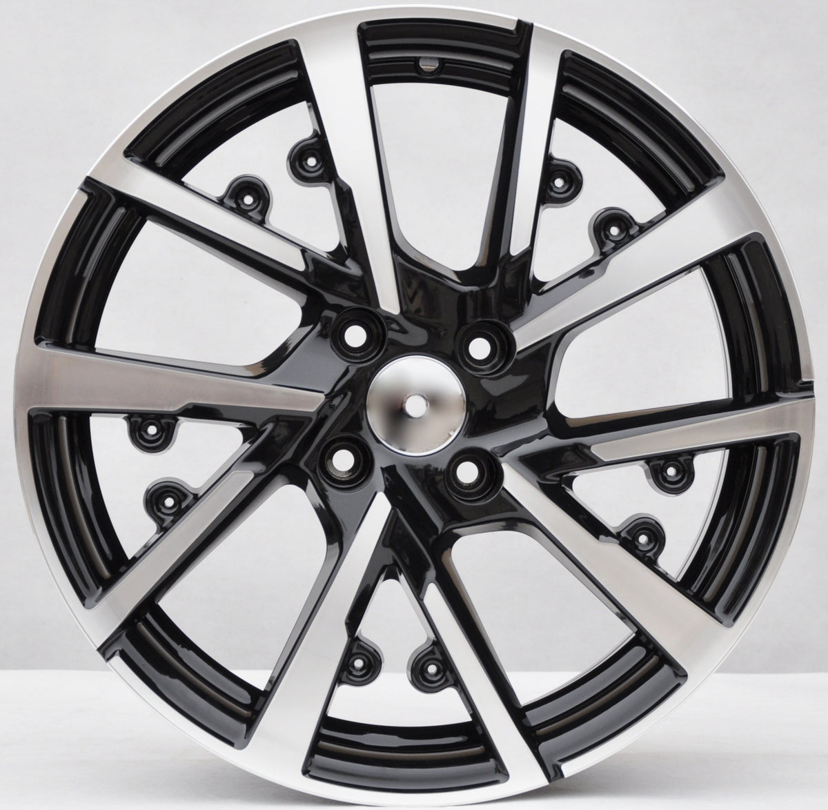 PDW 5906NullSpokes Alufælge 17" 7J 4x108 ET32 – Poleret/sort (sæt á 4)