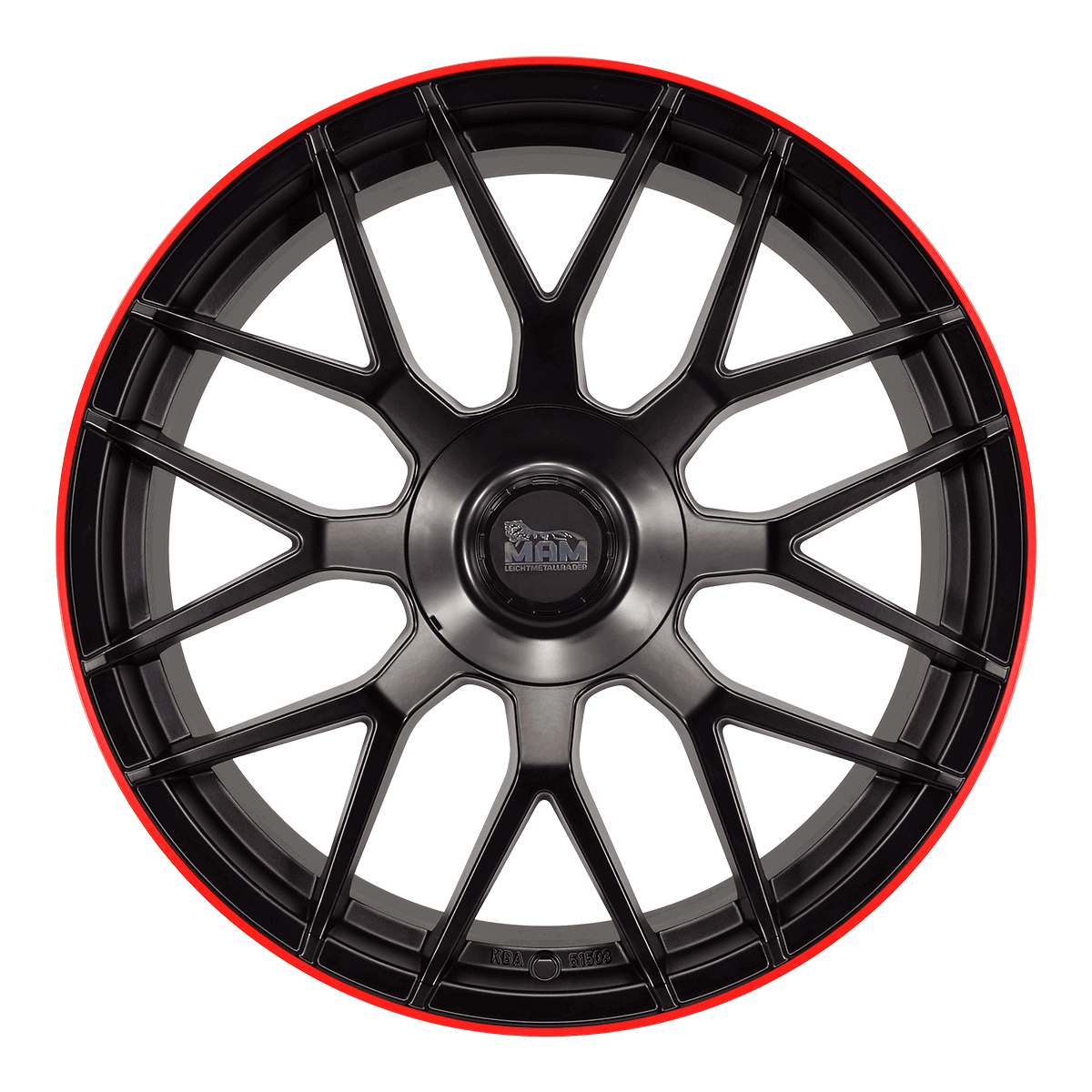 MAM GT1 Alufælge 19" 5x112 ET30 – Poleret/czerwony rant (sæt á 4)