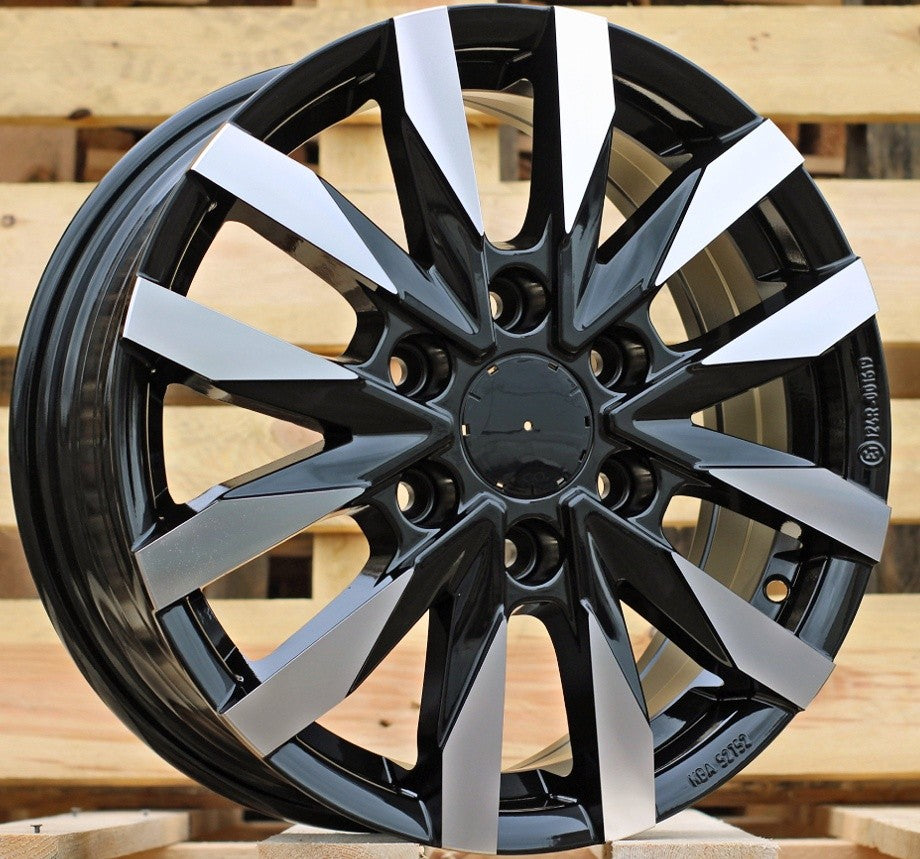 PDW 3025 Alufælge 16" 6x130 ET54 – Poleret/sort (sæt á 4)