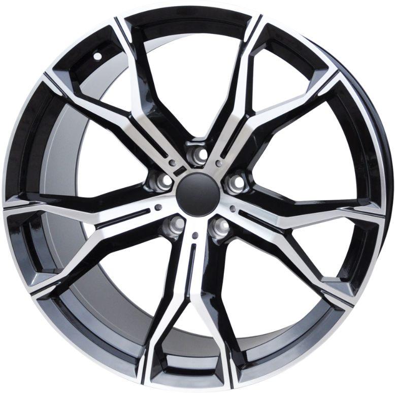 PDW 5034/5498 Alufælge 22" 10/11J 5x120 ET37 – Poleret/sort pulverlakeret (sæt á 4)