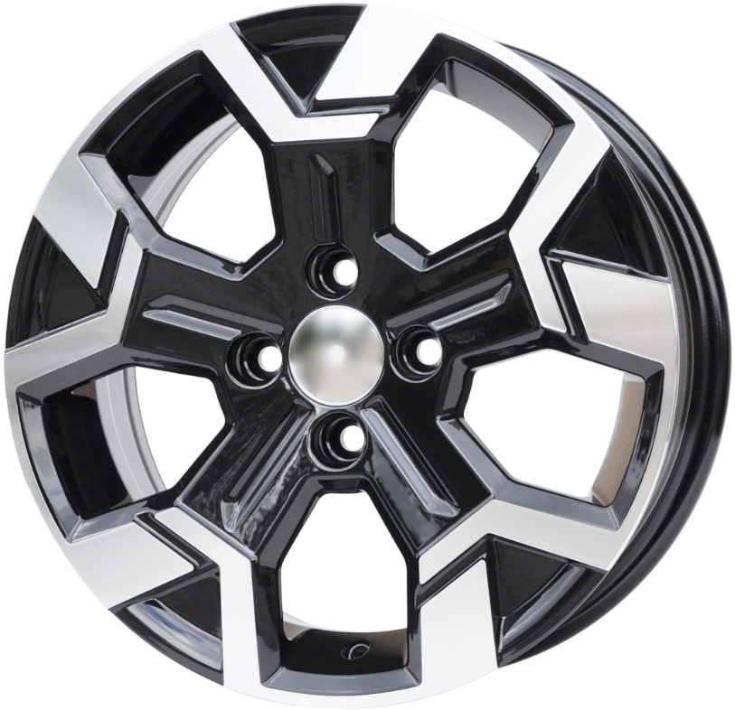 PDW 1407 Alufælge 15" 6J 4x100 ET40 – Poleret/sort (sæt á 4)