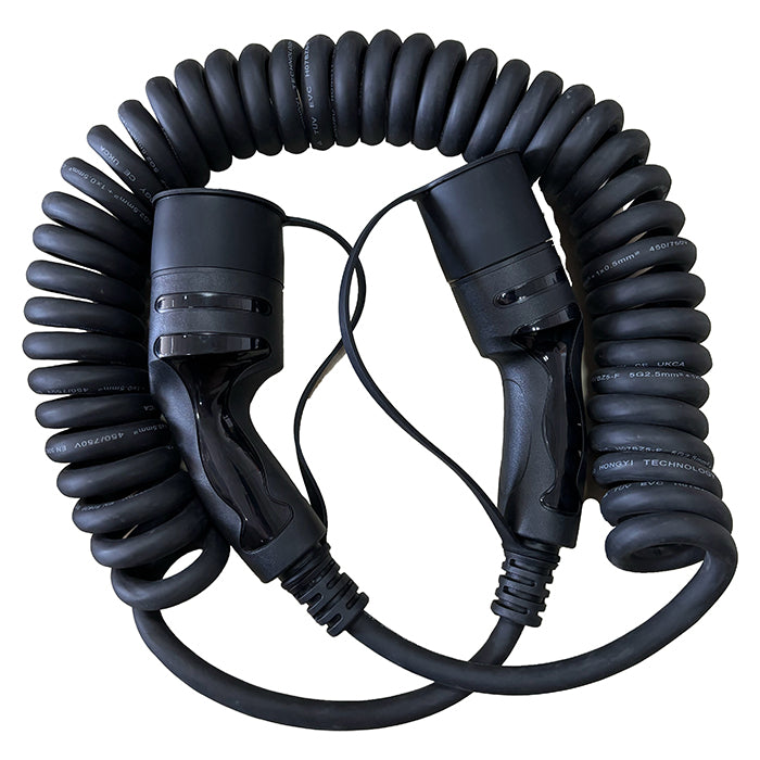 Spiralladekabel Type-2 32A 3-faset 5 Meter
