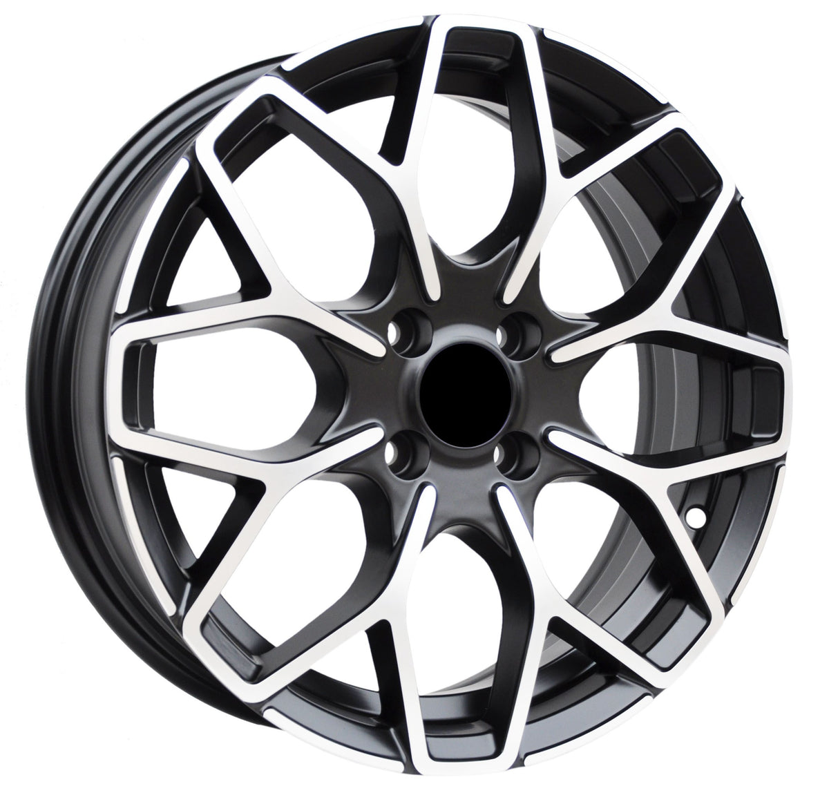 Haxer 1449 Alufælge 16" 5,5J 4x100 ET30 – Poleret/sort (sæt á 4)