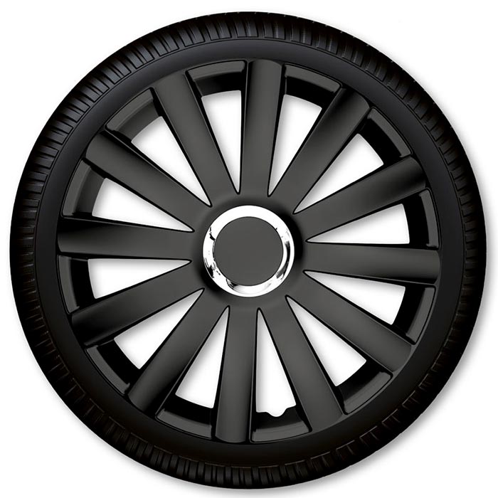 15" Spyder Pro sort hjulkapselsæt