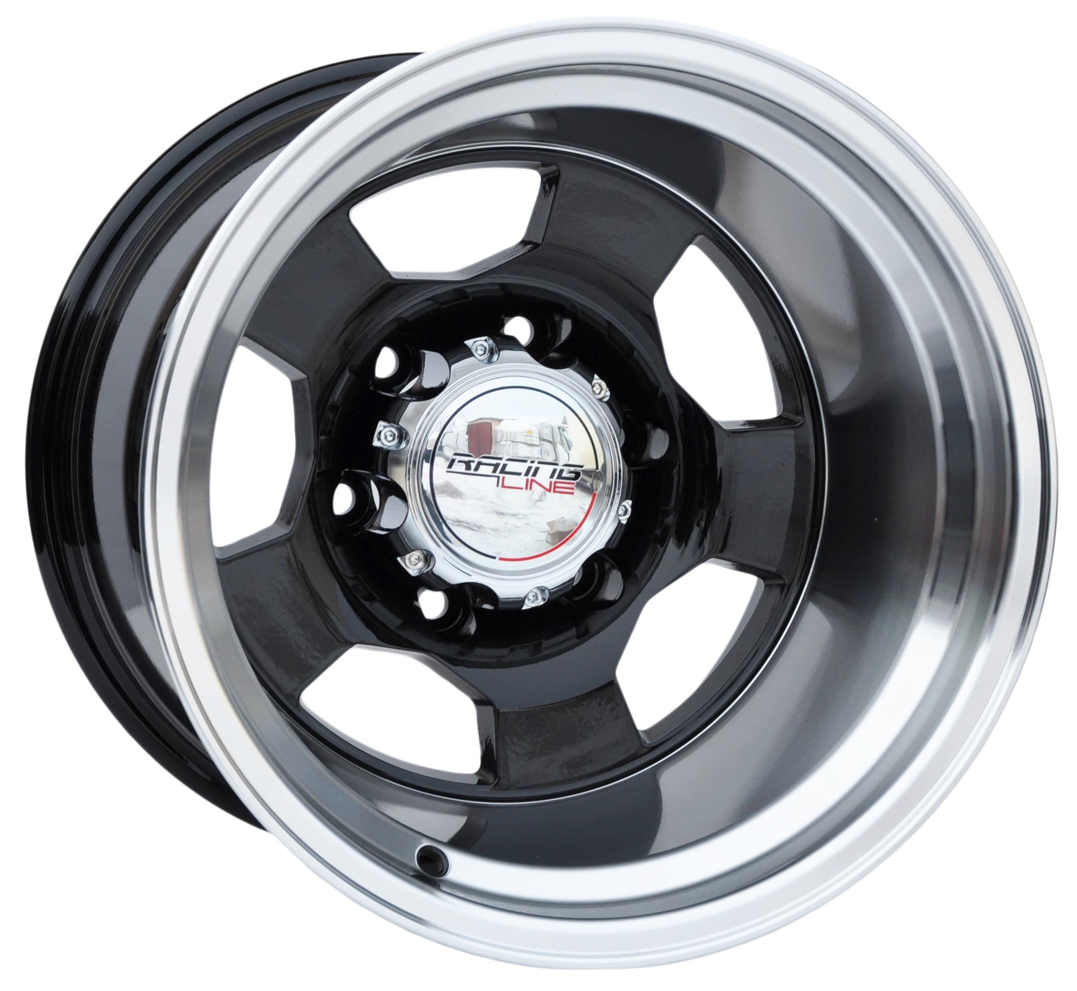 RacingLine 472 Alufælge 15" 6x139.7 ET-78 – Poleret/sort (sæt á 4)
