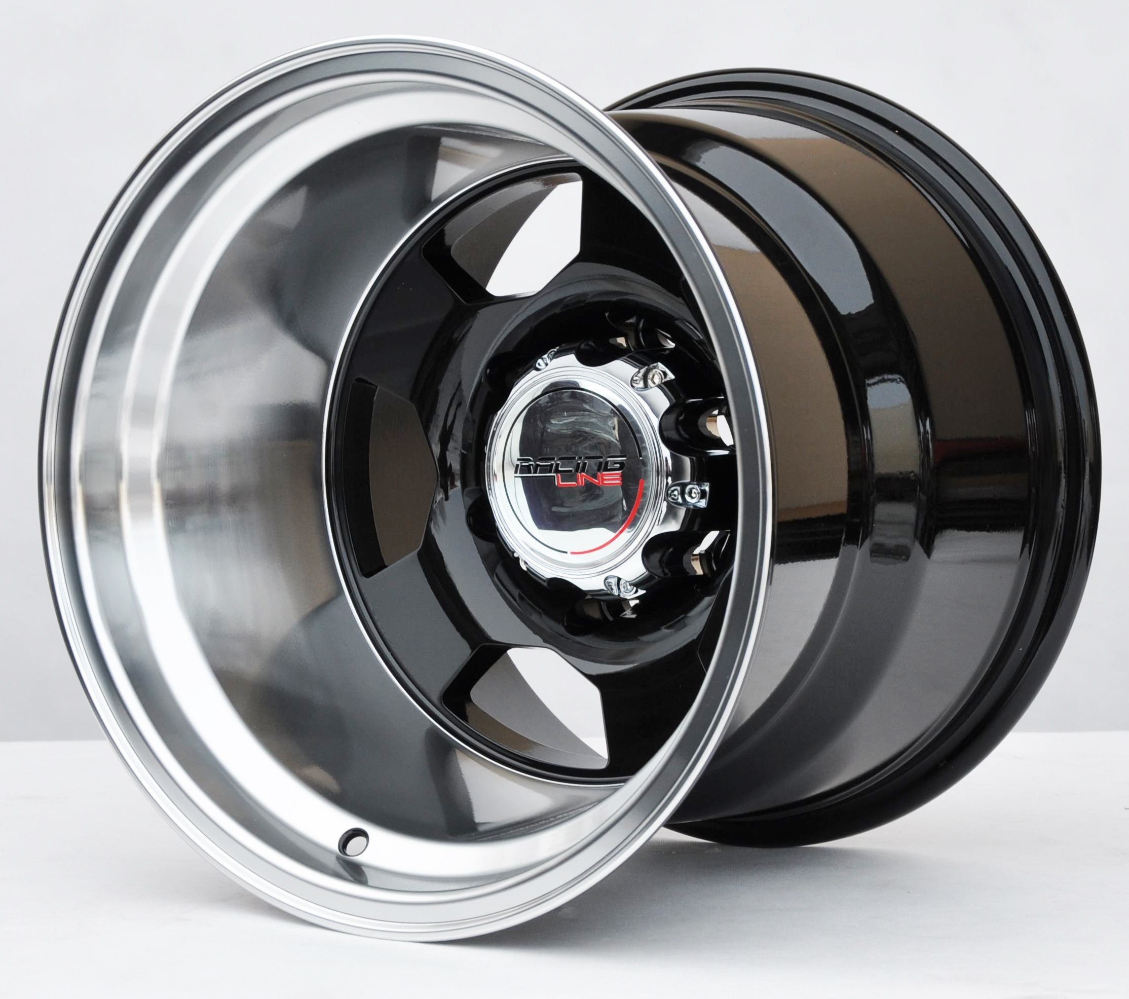 RacingLine 472 Alufælge 15" 6x139.7 ET-78 – Poleret/sort (sæt á 4)