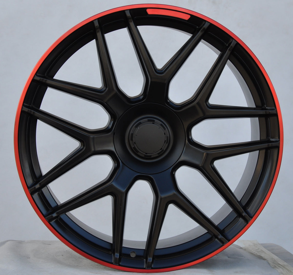 PDW FE115 Alufælge 21" 10J 5x130 ET35 – Poleret/rød kant (sæt á 4)