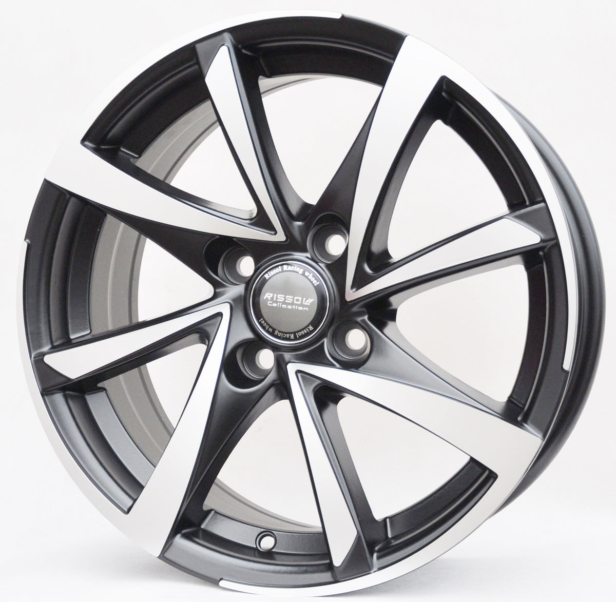 PDW 575 Alufælge 15" 6,5J 4x100 ET40 – Poleret/sort (sæt á 4)