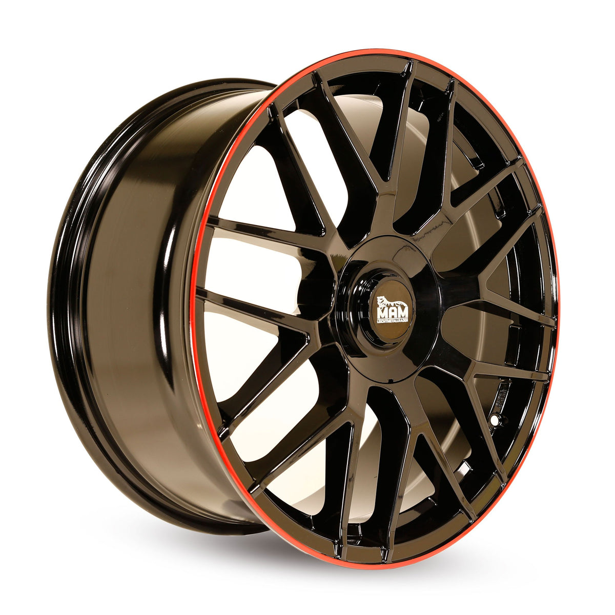 MAM GT1 Alufælge 19" 8,5J 5x100 ET45 – Sort LIP RED (sæt á 4)