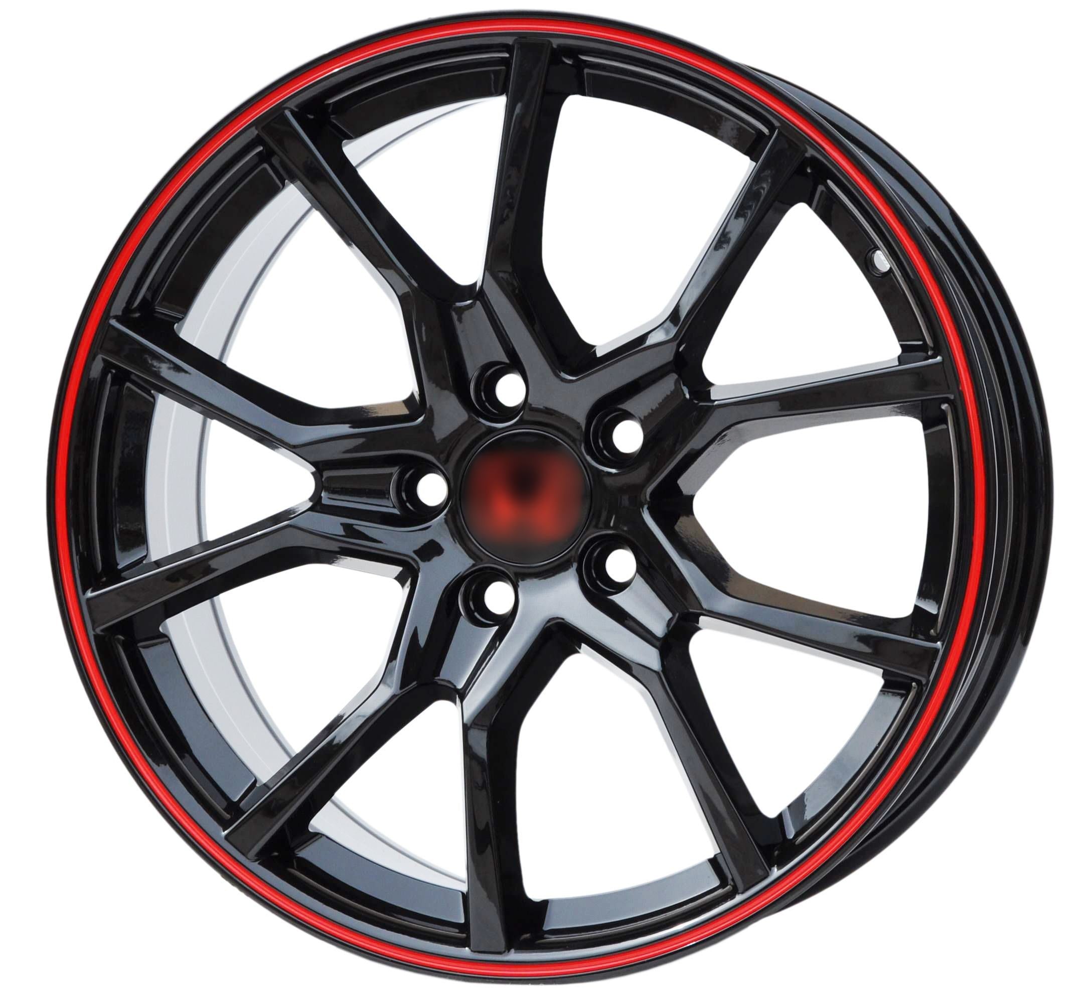 PDW 1418/5381 Alufælge 17" 5x114.3 ET45 – Poleret/czerwony rant (sæt á 4)