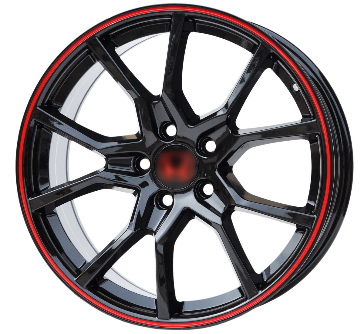 PDW 1418 Alufælge 17" 7,5J 5x114.3 ET45 – Poleret/rød kant (sæt á 4)