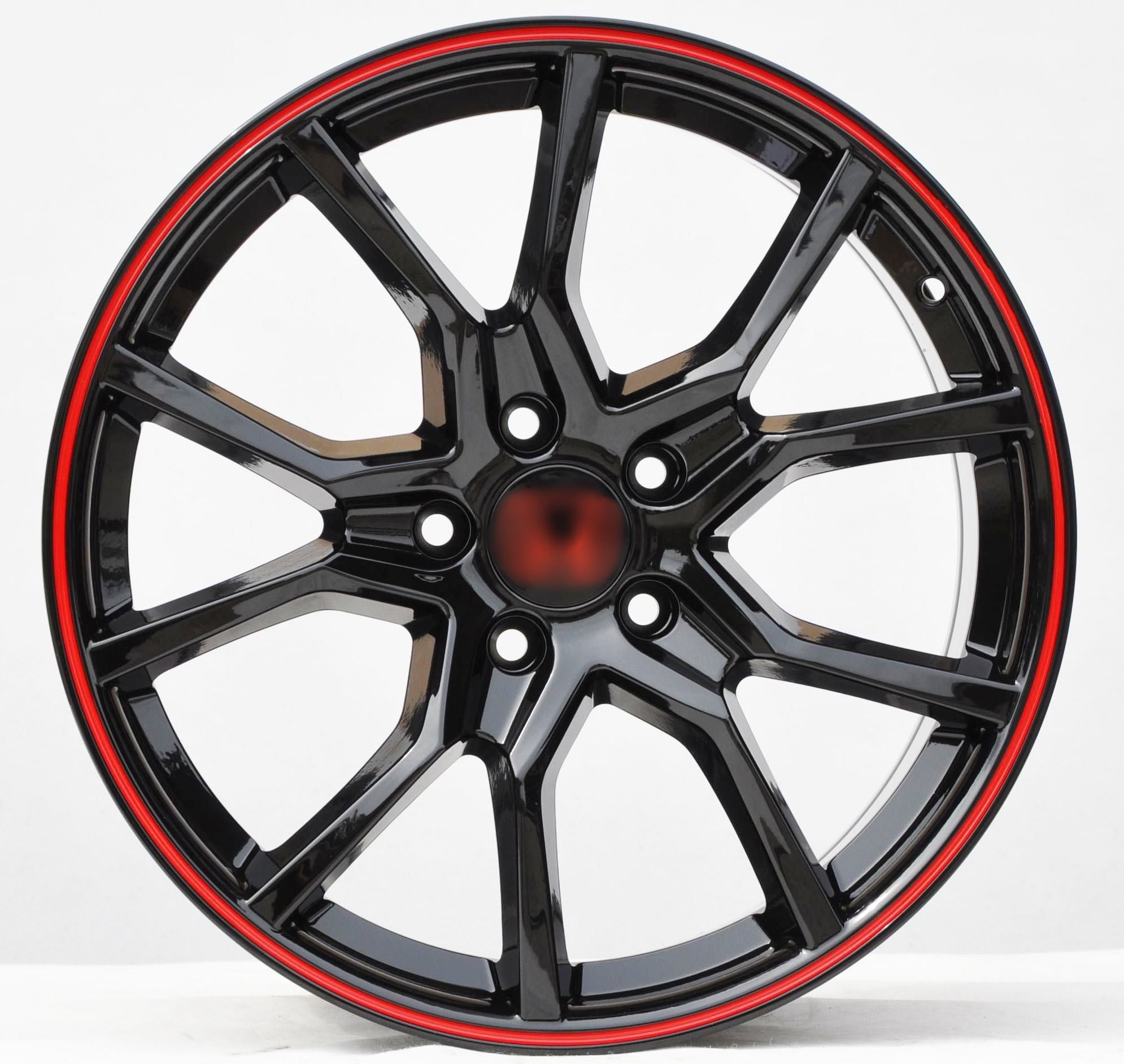 PDW 1418/5381 Alufælge 17" 5x114.3 ET45 – Poleret/czerwony rant (sæt á 4)