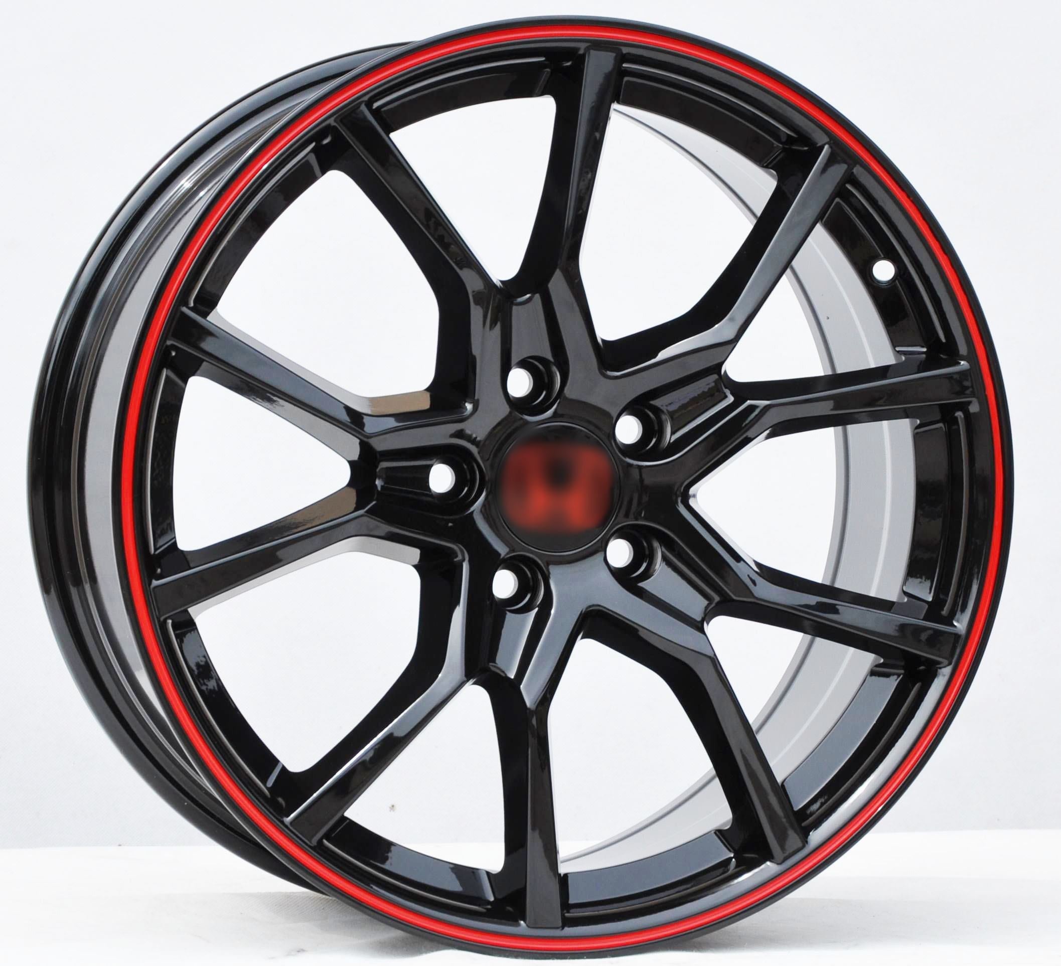 PDW 1418/5381 Alufælge 17" 5x114.3 ET45 – Poleret/czerwony rant (sæt á 4)