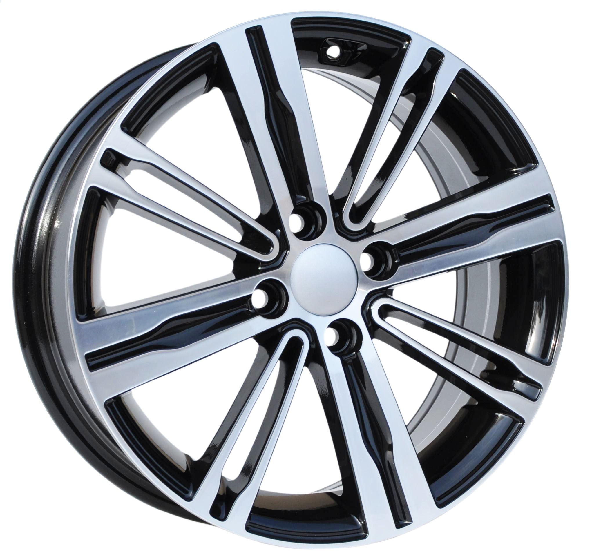 PDW 5834 Alufælge 15" 4x100 ET48 – Poleret/sort (sæt á 4)