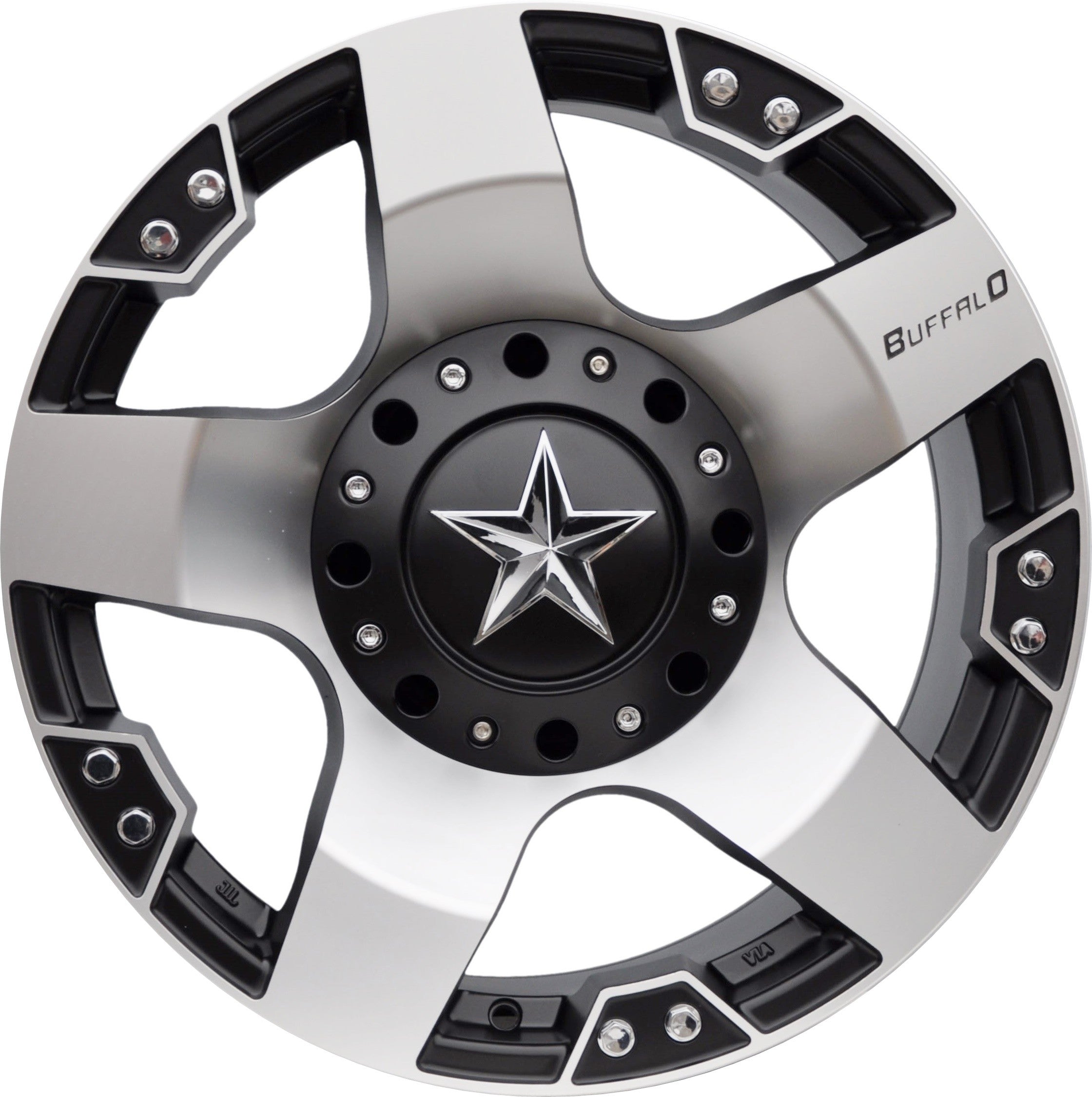 Buffalo 775 Alufælge 17" 6x139.7 ET-12 – Poleret/sort (stk)