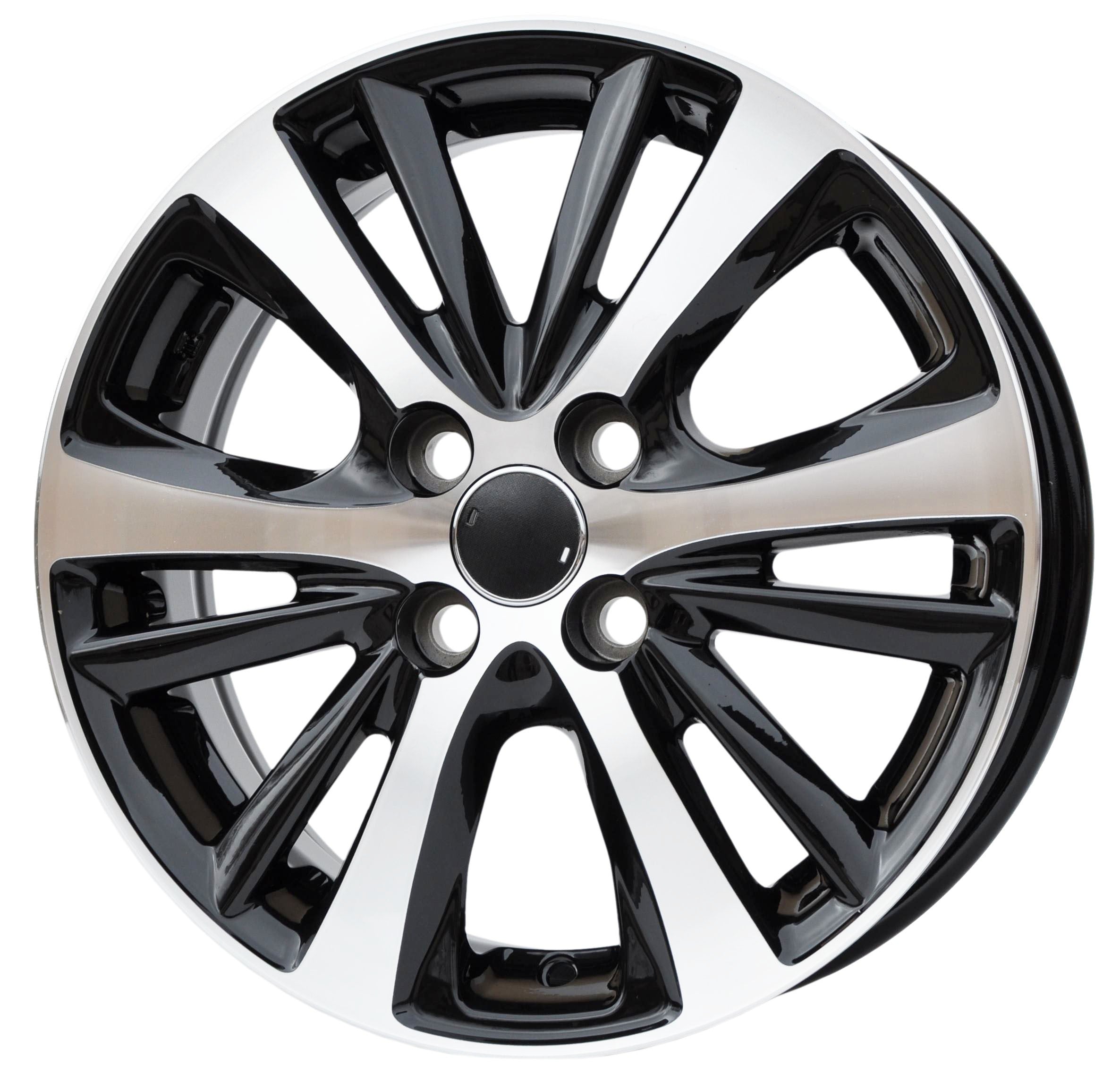 PDW I6072 Alufælge 15" 4x100 ET44 – Poleret/sort (sæt á 4)