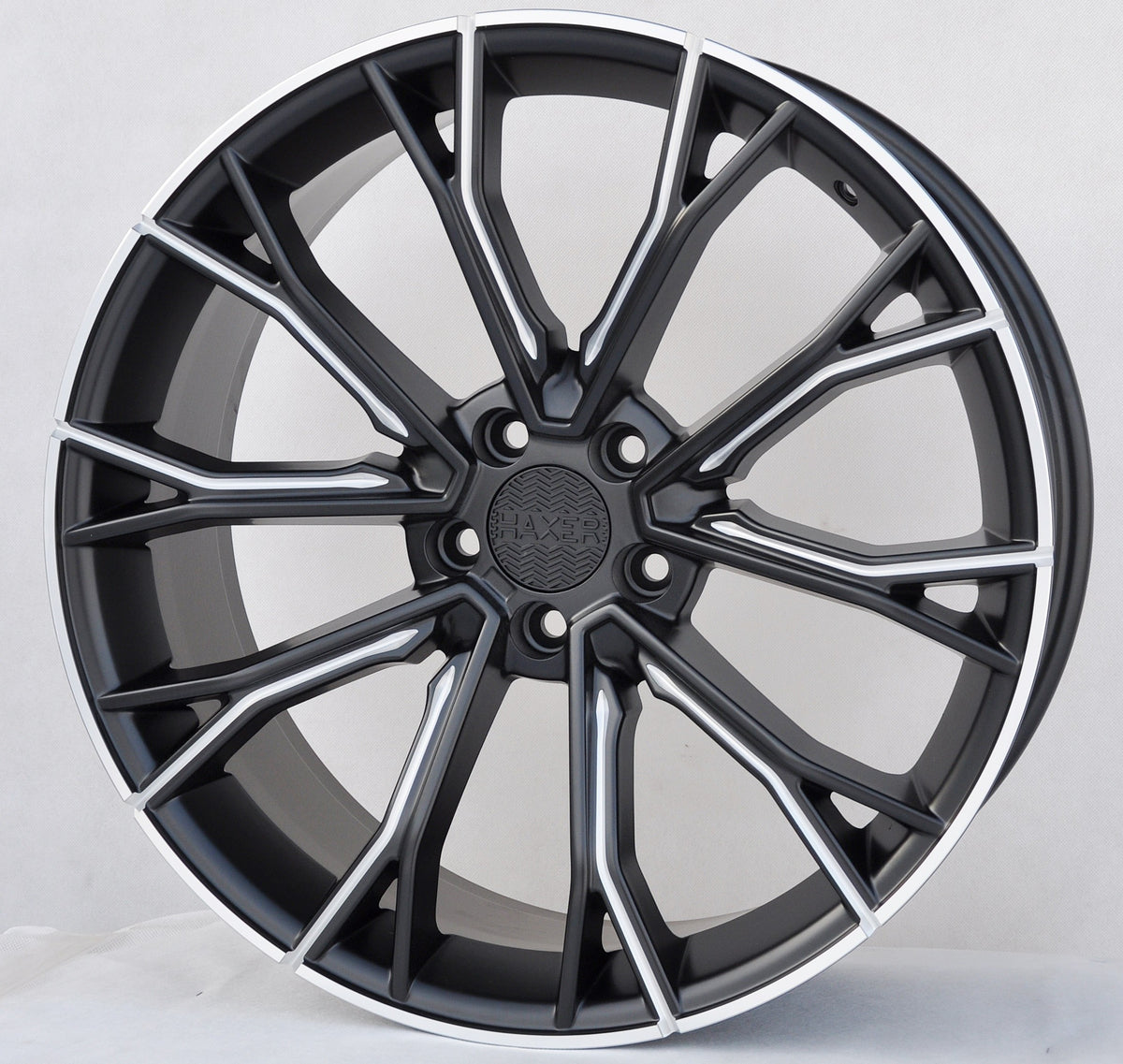 Haxer 5385 Alufælge 19" 8,5/9,5J 5x112 ET25 – Poleret/sort mat (sæt á 4)
